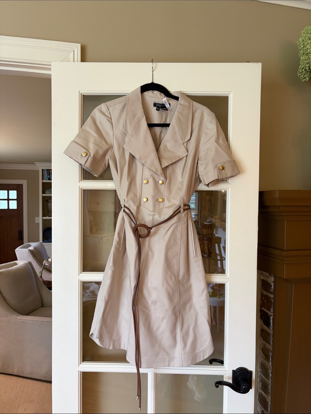 Etcetera Beige Trench-Style Midi Dress with Brown Belt